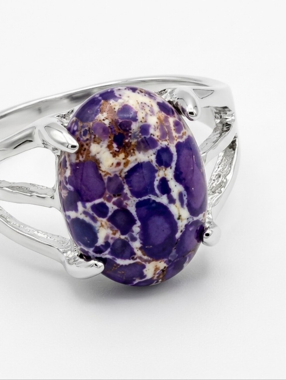 Mohave Purple Nnew Size 7 Metallic Vein Quality Titanium Silver Ring Sale